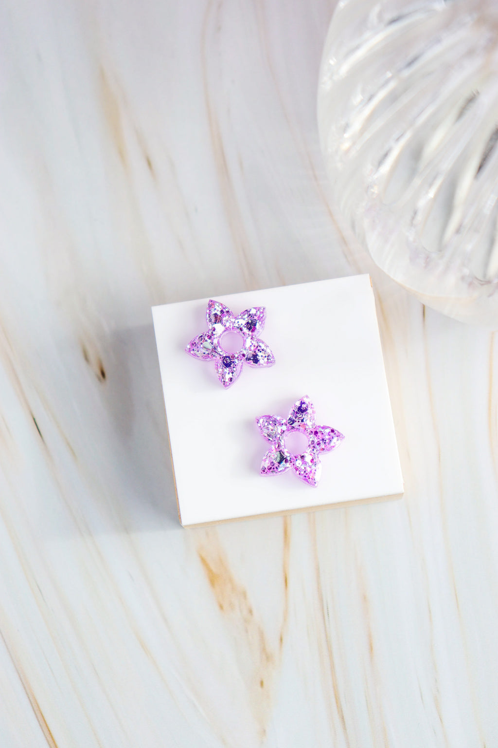 Créoles Naia Paillettes Lilas Holographique