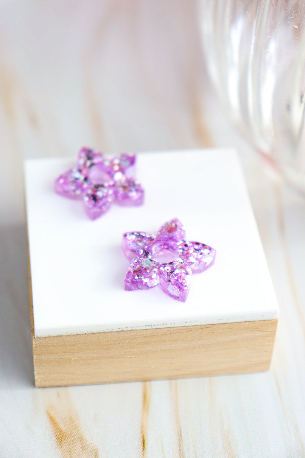 Créoles Naia Paillettes Lilas Holographique