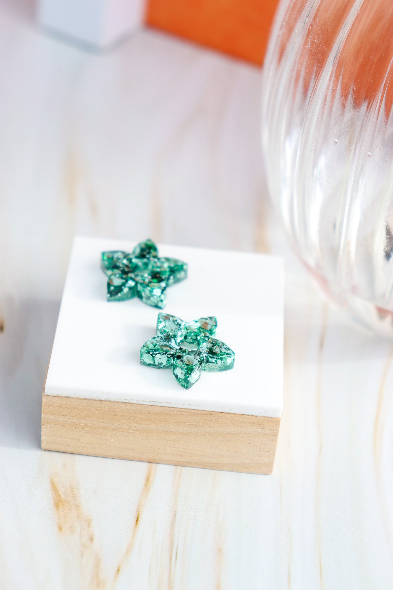 Créoles Naia Paillettes Vert Mousse Holographique