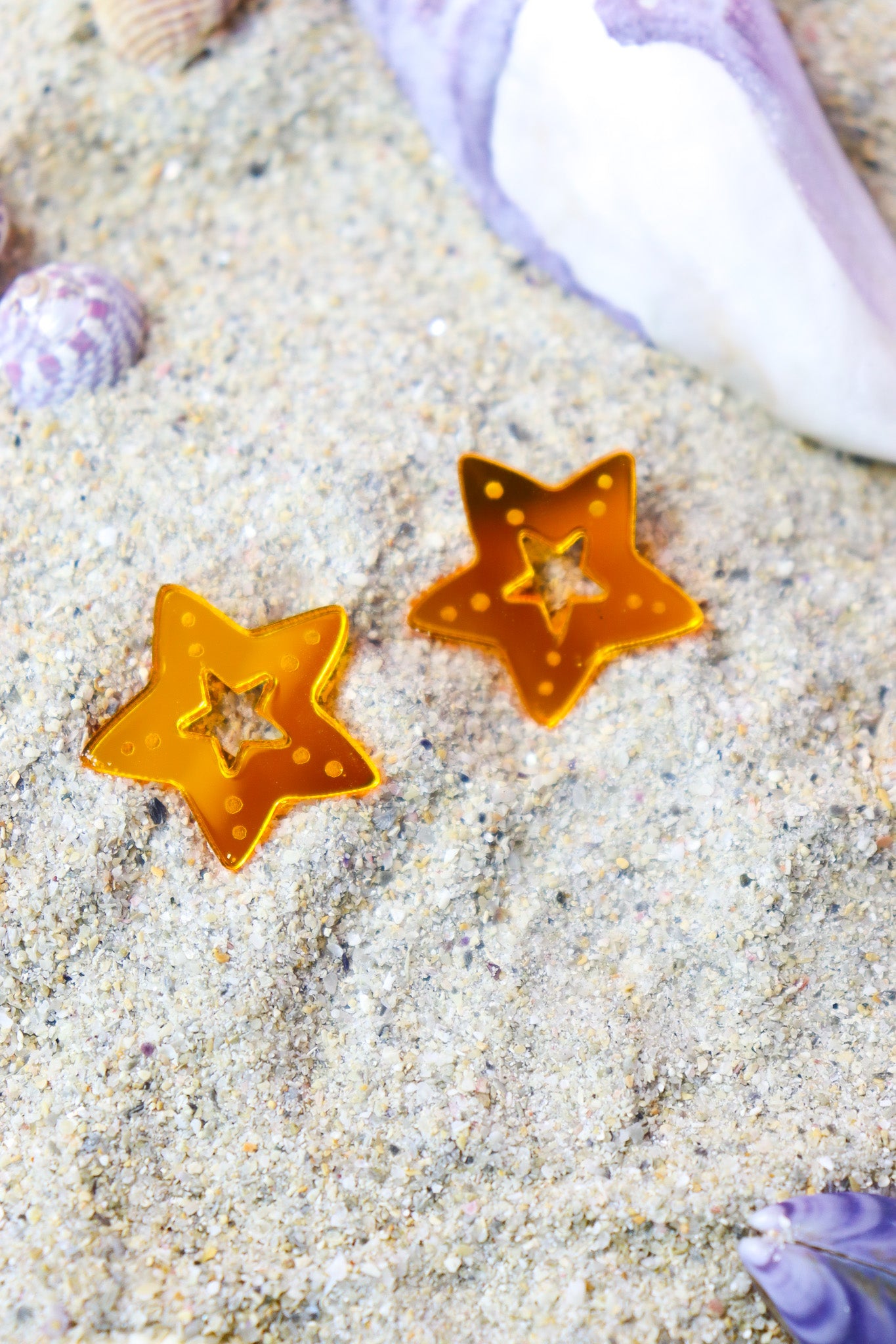 Créoles Star Miroir Orange