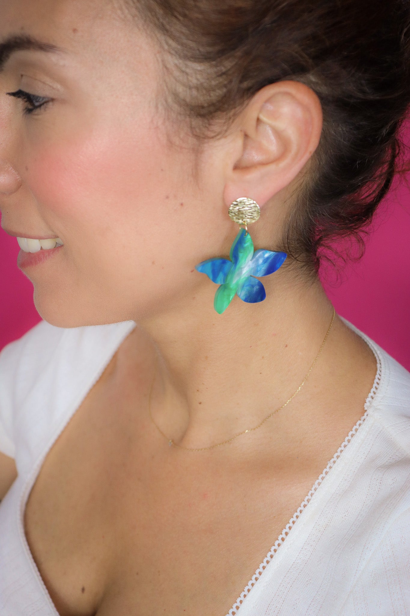 Boucles d'oreilles Tiana Nacré Bleu et Vert