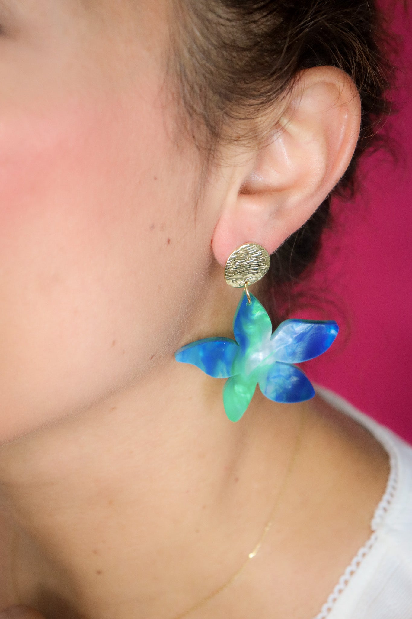 Boucles d'oreilles Tiana Nacré Bleu et Vert