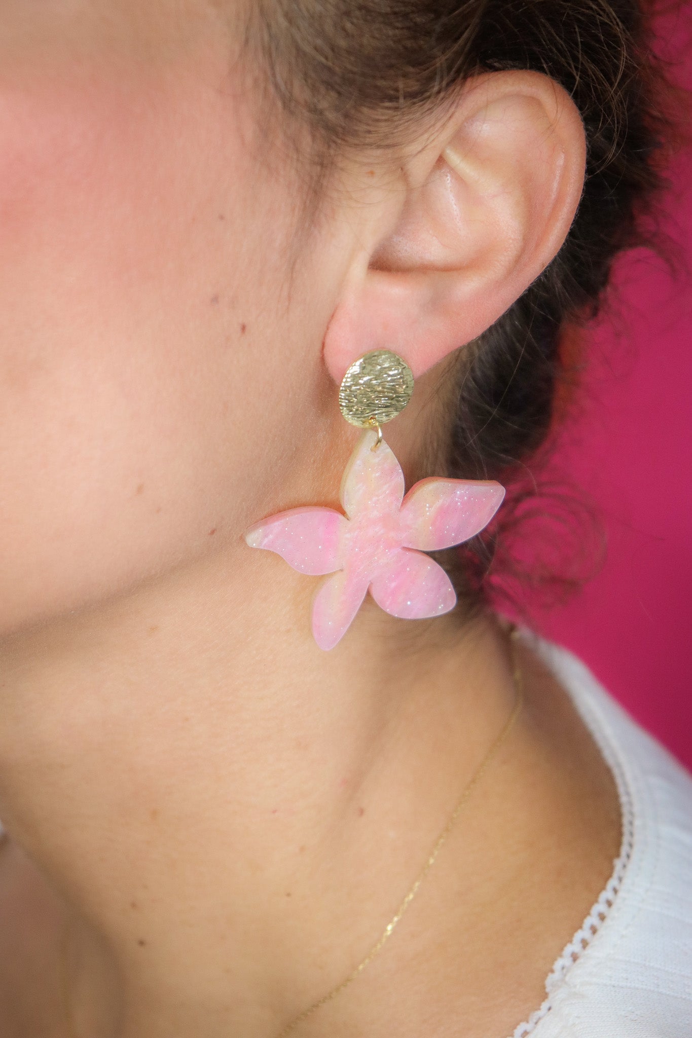 Boucles d'oreilles Tiana Nacré Rose
