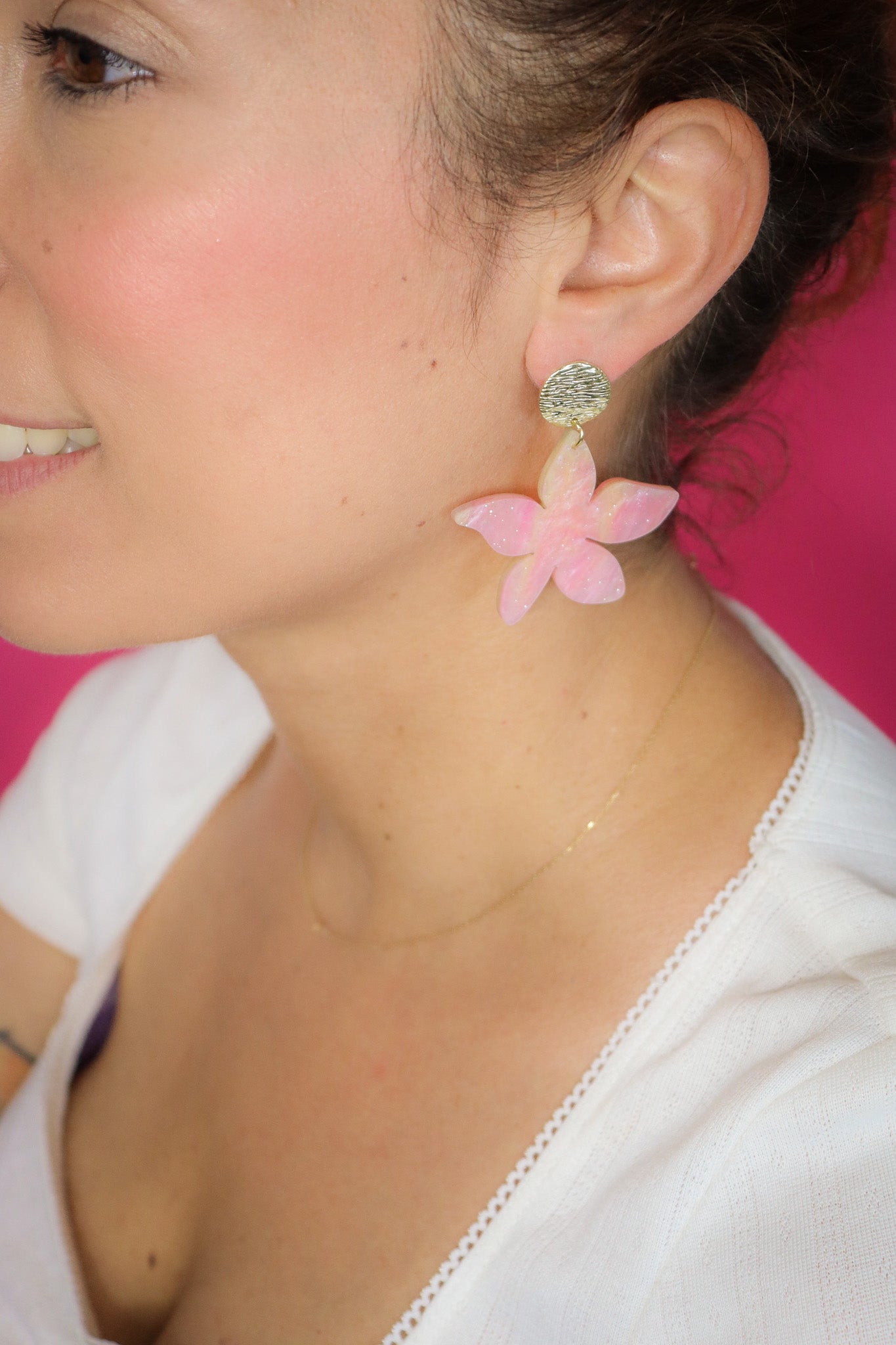 Boucles d'oreilles Tiana Nacré Rose