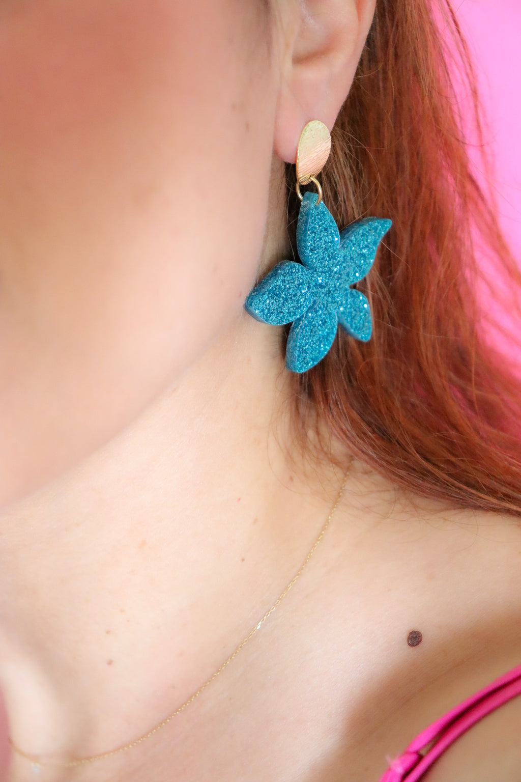 Boucles d'oreilles Tiana Paillettes bleues