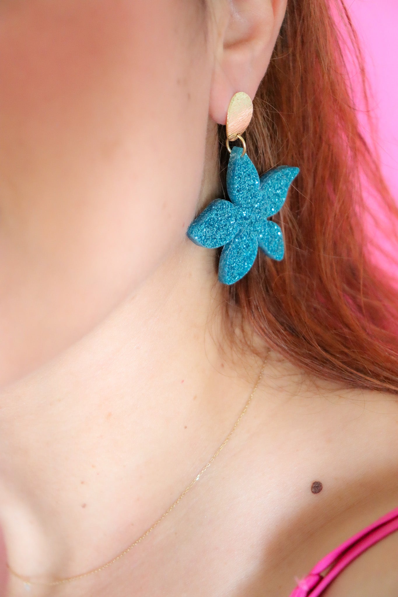 Boucles d'oreilles Tiana Paillettes bleues