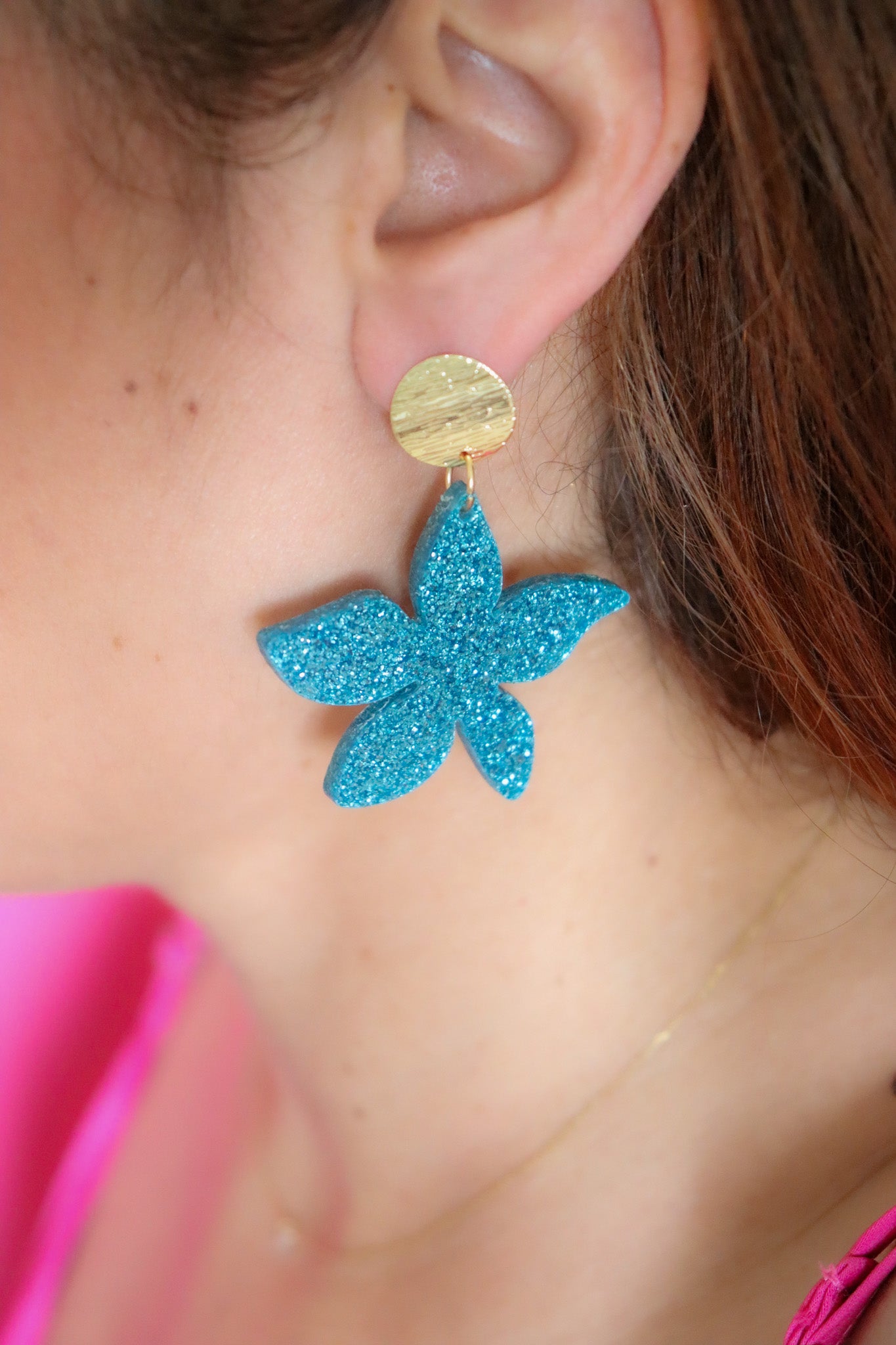 Boucles d'oreilles Tiana Paillettes bleues