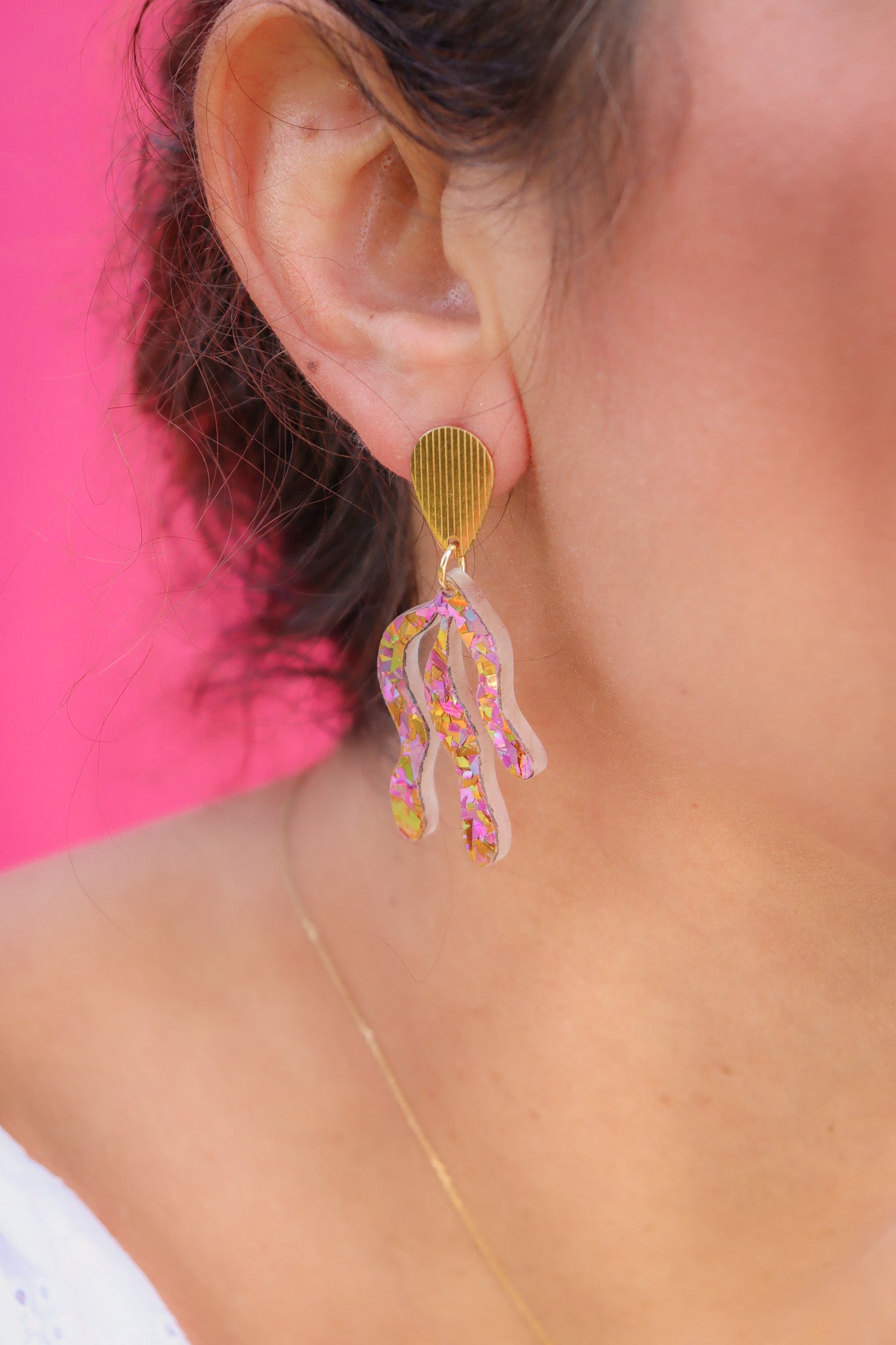 Boucles d'oreilles Vagues Flocons Roses