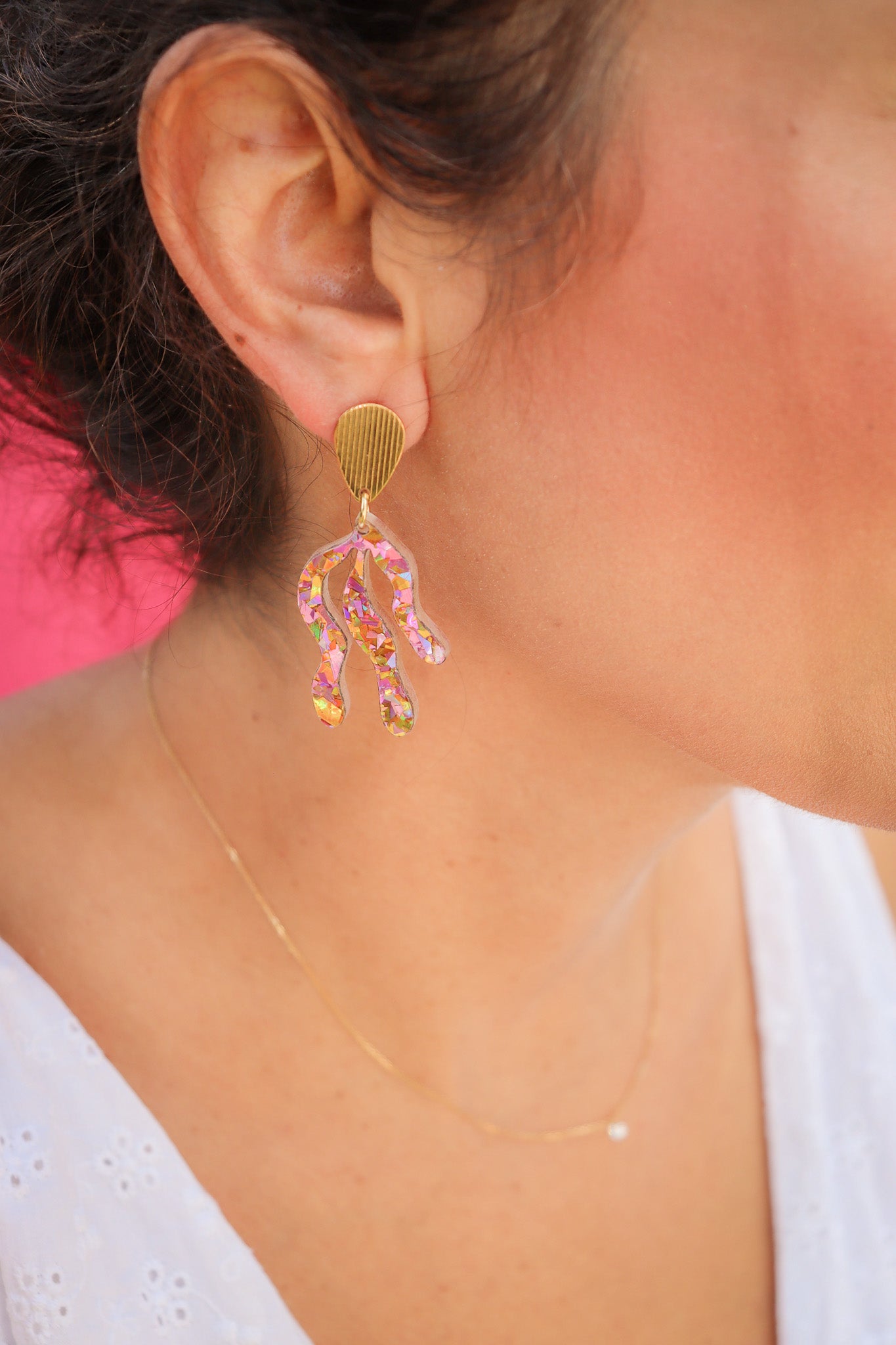 Boucles d'oreilles Vagues Flocons Roses