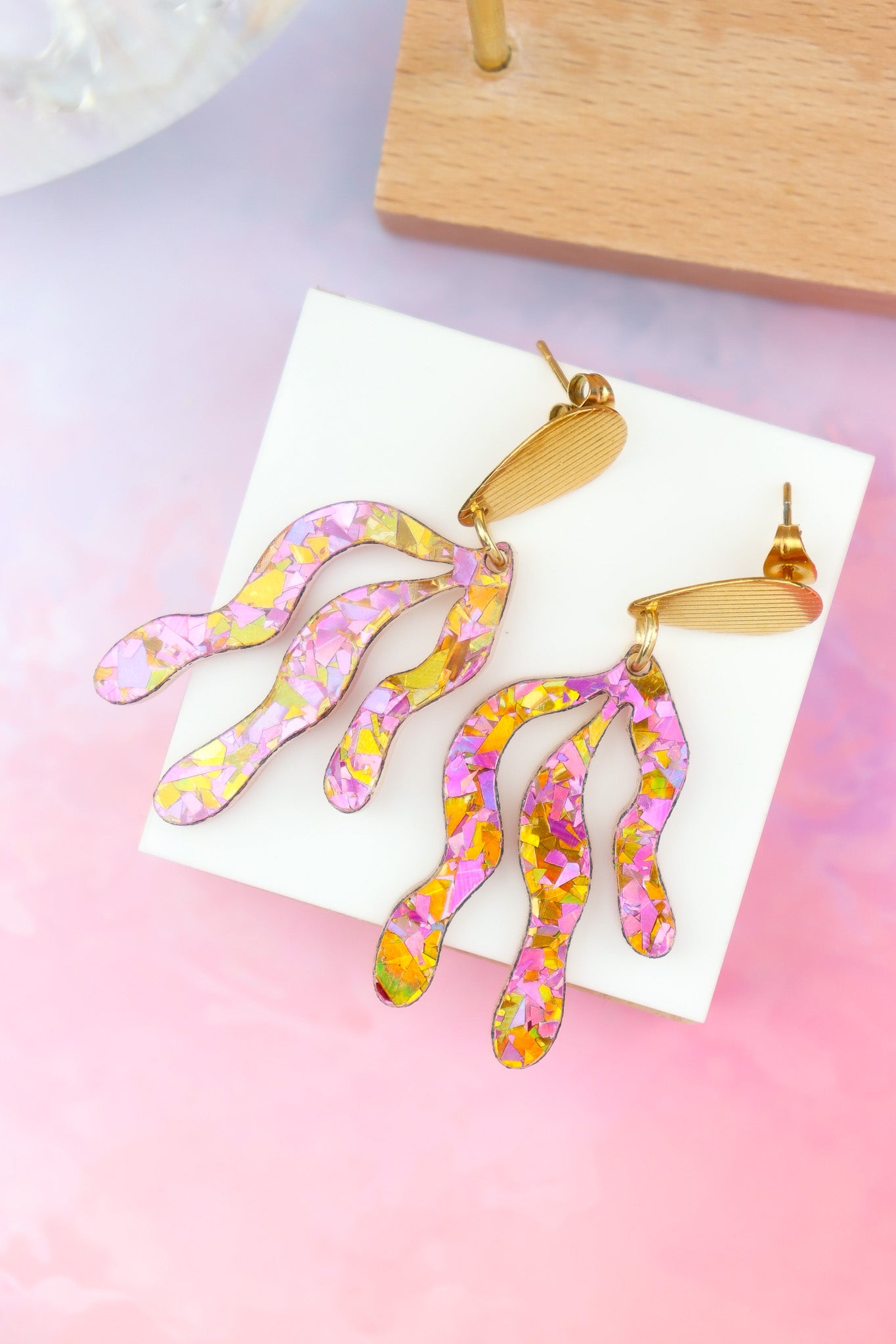 Boucles d'oreilles Vagues Flocons Roses
