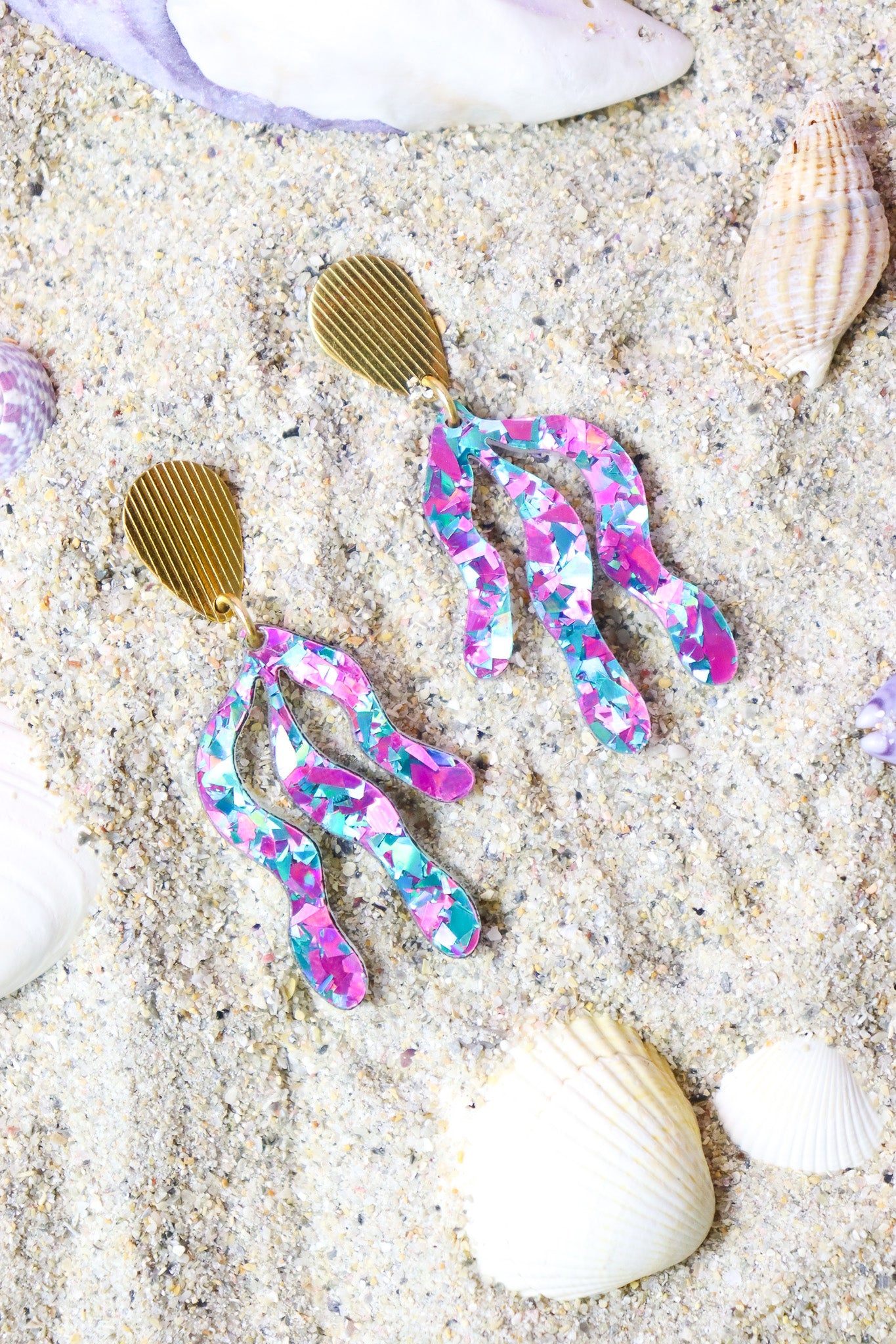 Boucles d'oreilles Vagues Flocons Turquoises