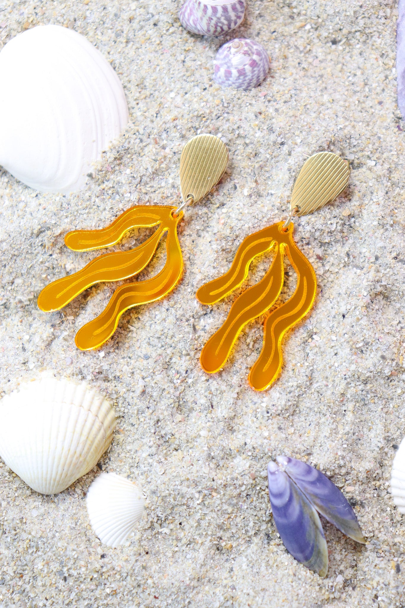 Boucles d'oreilles Vagues Miroir Orange