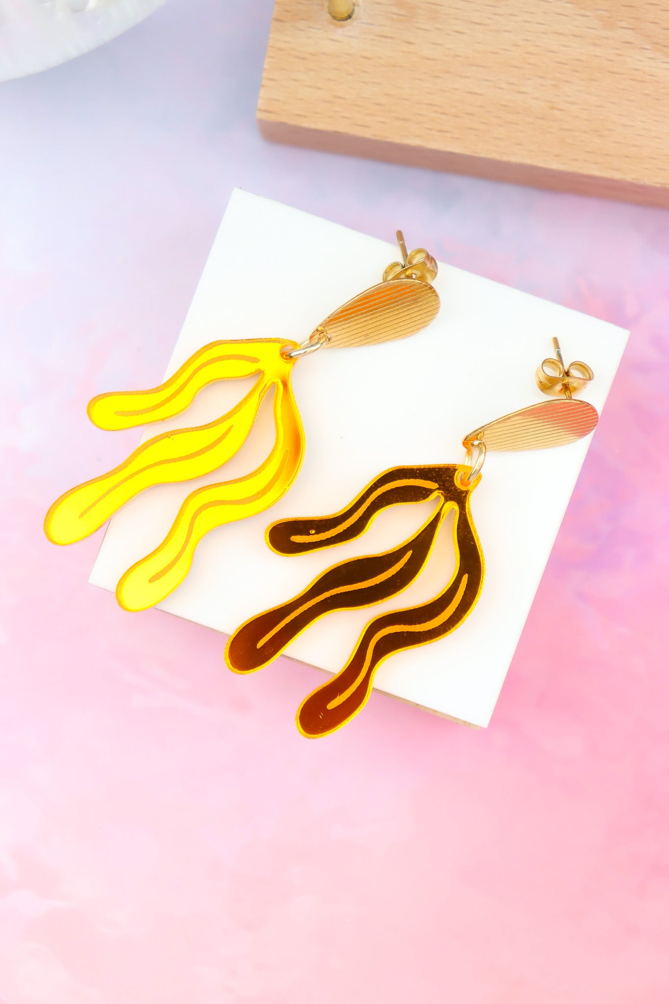 Boucles d'oreilles Vagues Miroir Orange