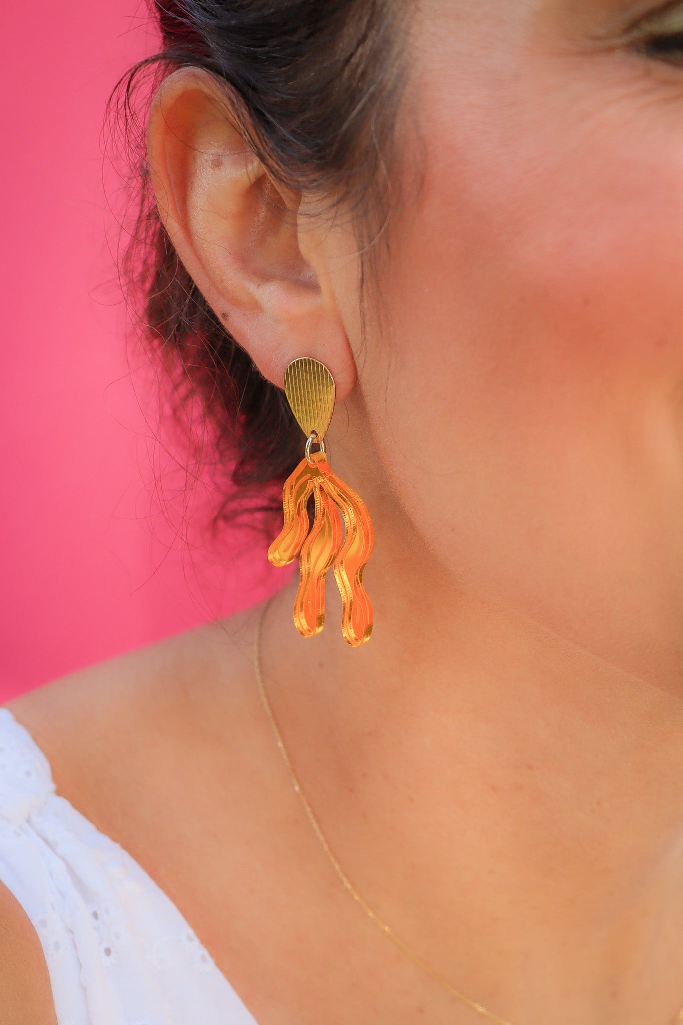 Boucles d'oreilles Vagues Miroir Orange