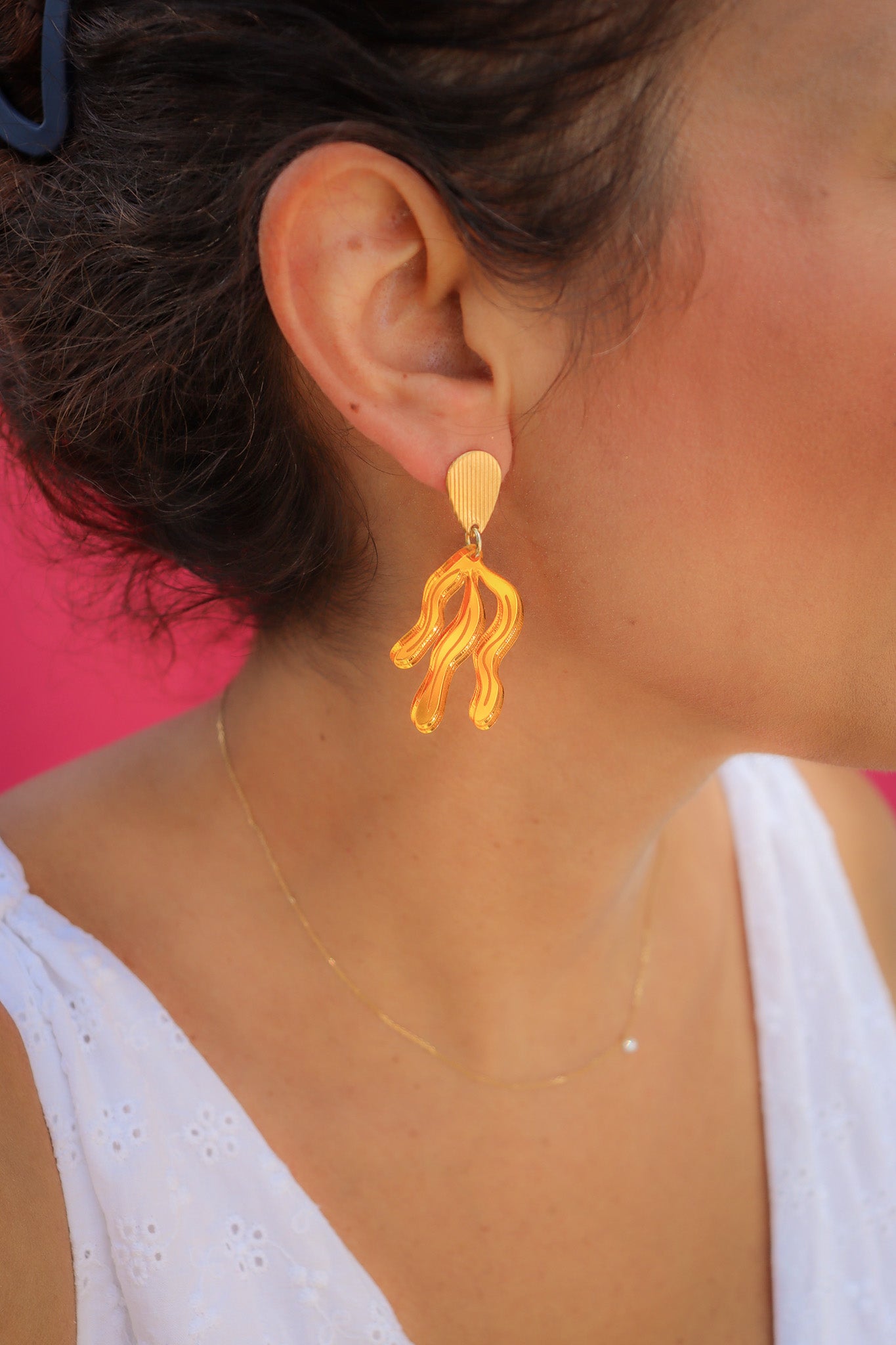 Boucles d'oreilles Vagues Miroir Orange