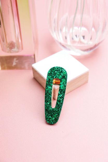 Barrette Paillettes vertes