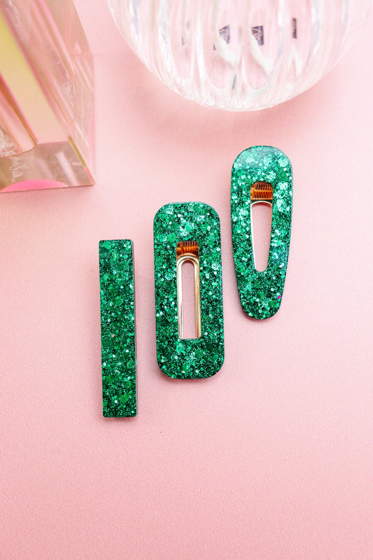 Barrette Paillettes vertes