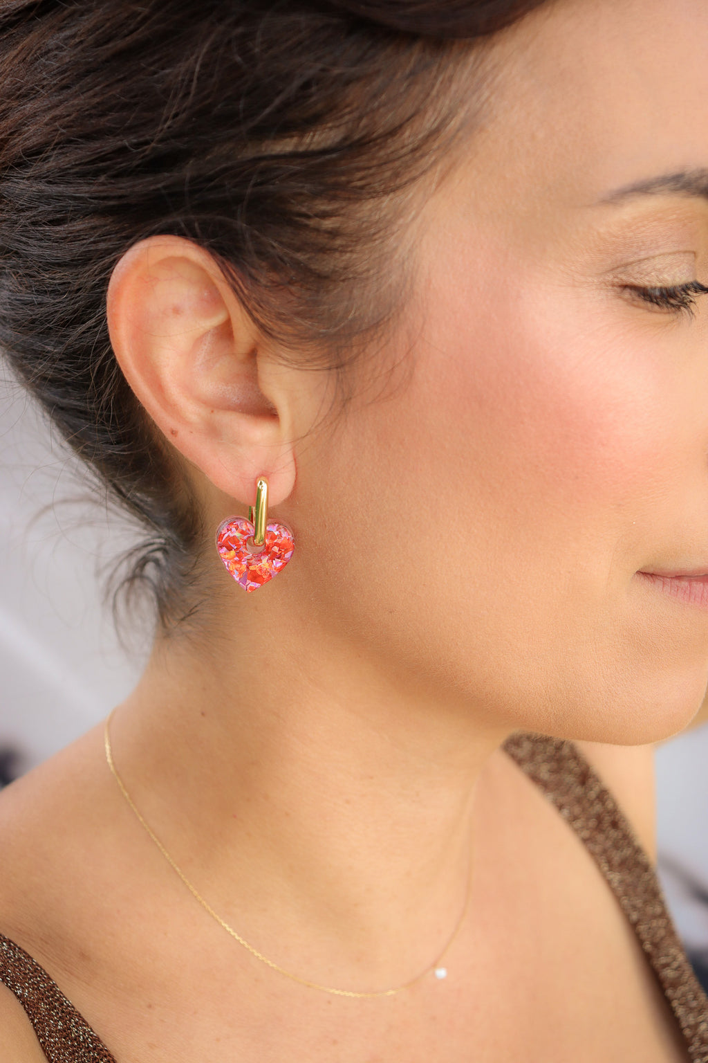 Créoles Victoire Flocons rouges roses