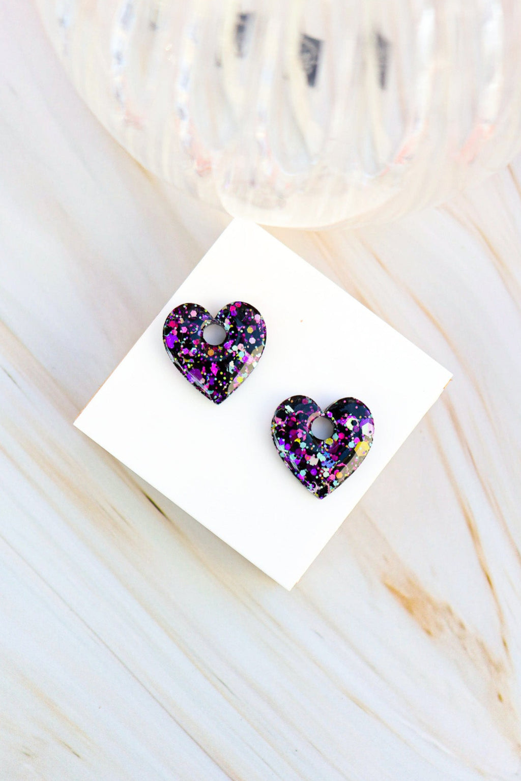 Créoles Victoire Paillettes Noires Fluo