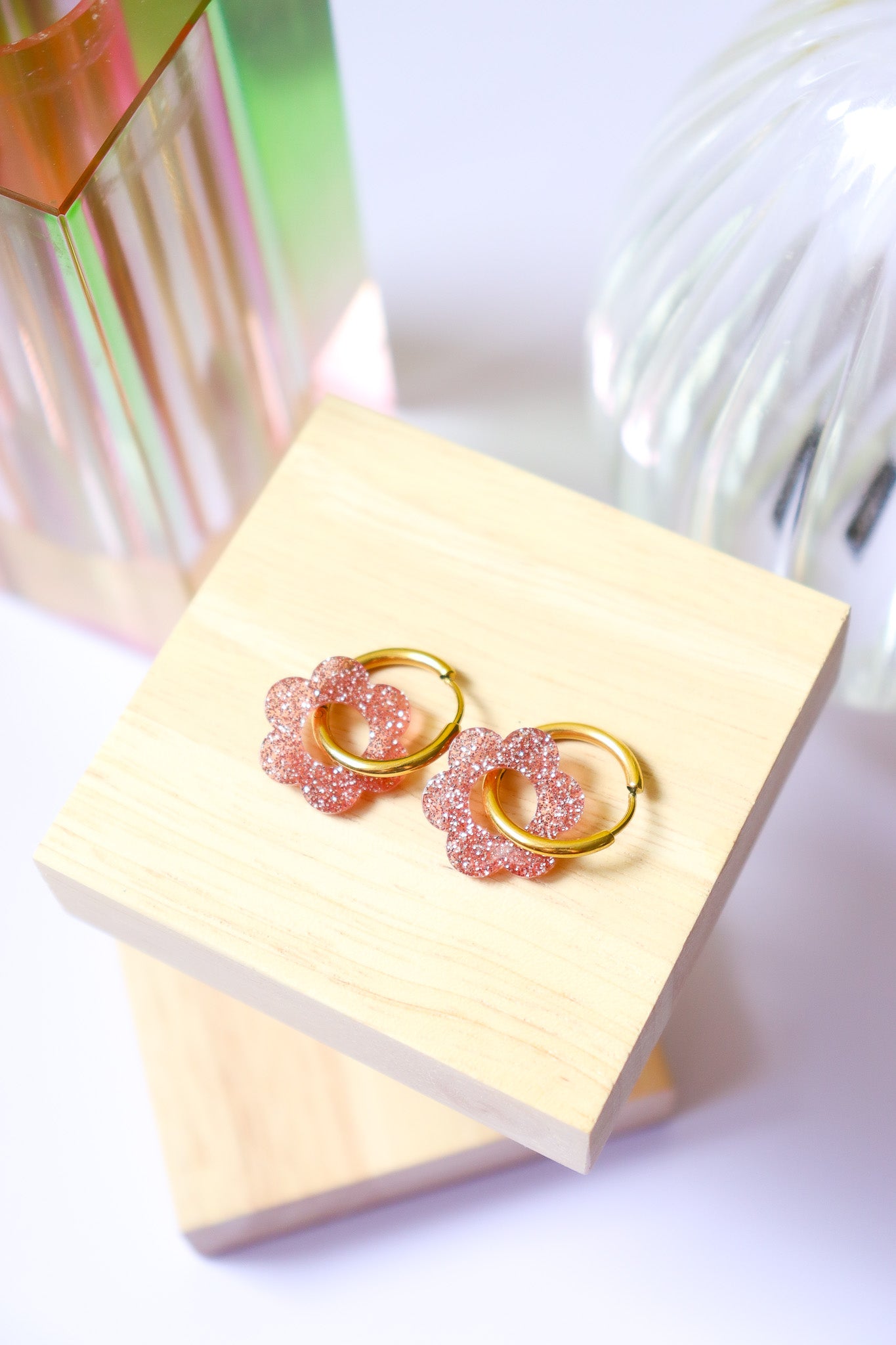 Boucles d'oreilles Vivienne paillettes roses