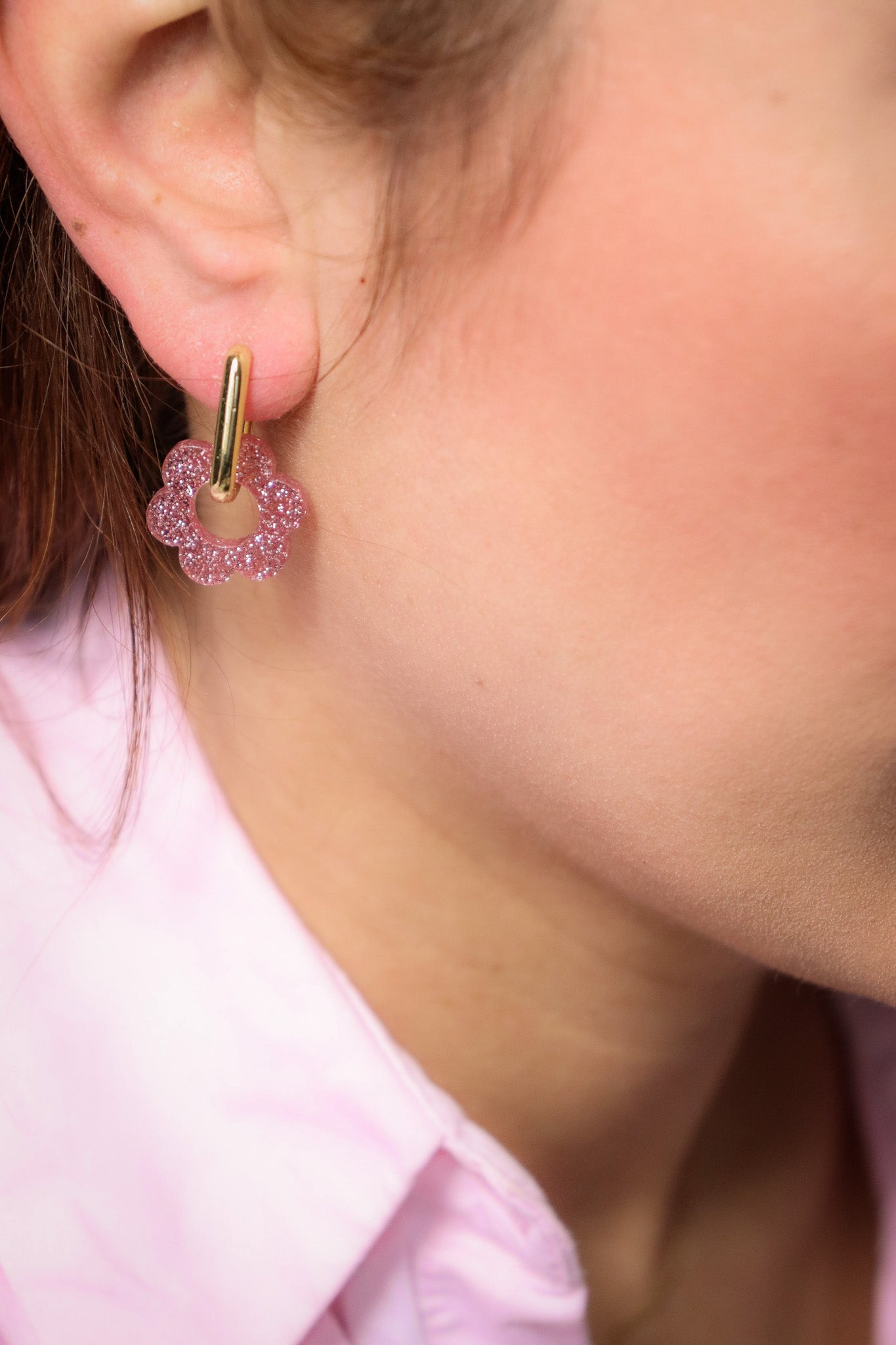 Boucles d'oreilles Vivienne paillettes roses