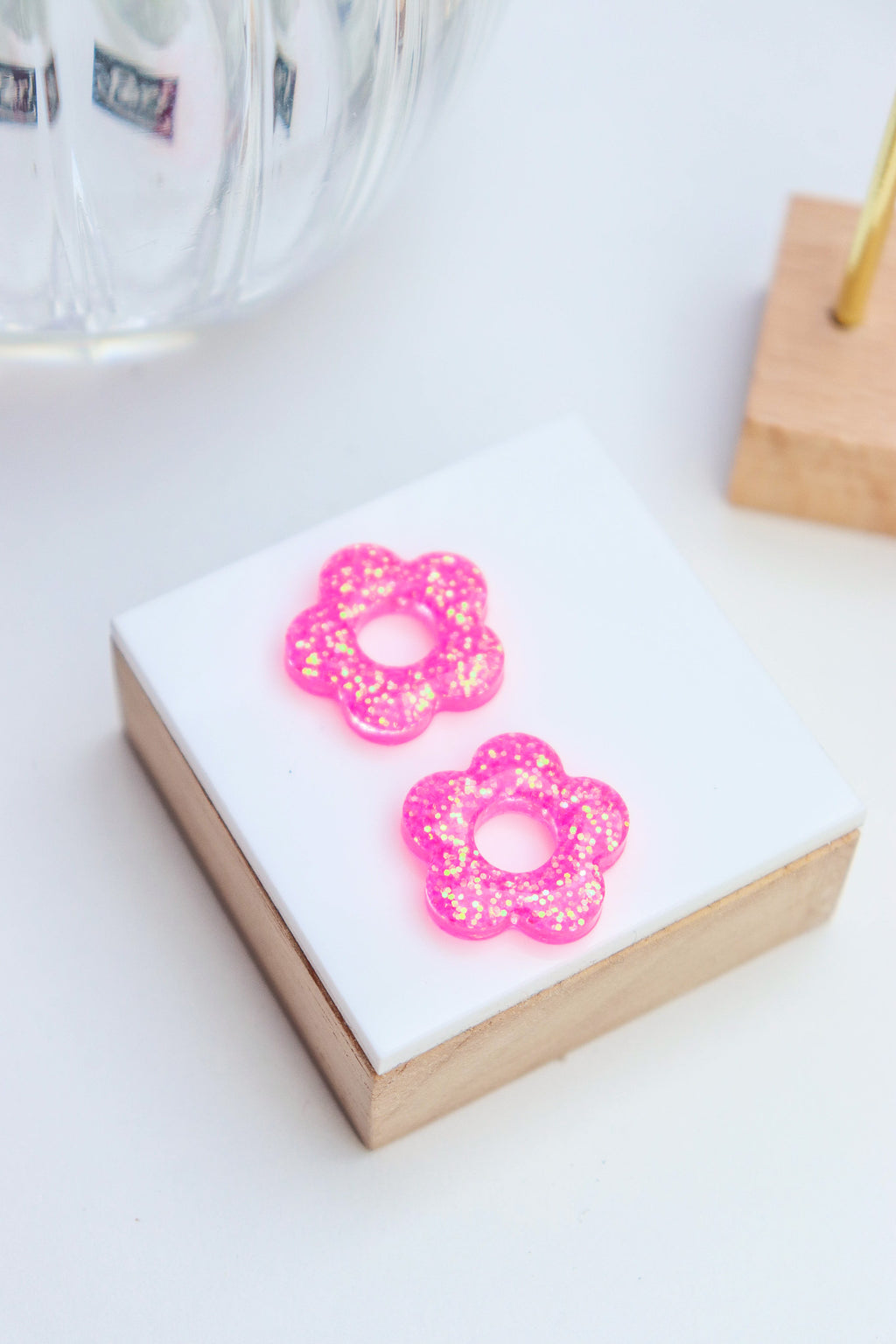 Créoles Isabelle Paillettes Rose Fluo