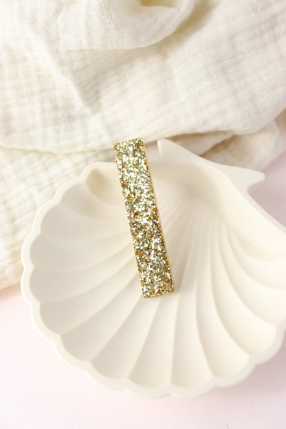 Barrette droite paillettes larges dorées