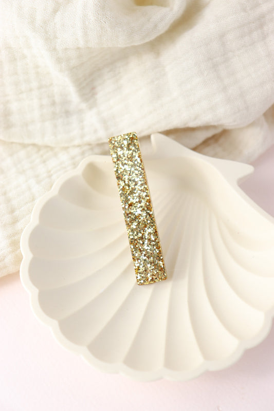 Barrette droite paillettes larges dorées