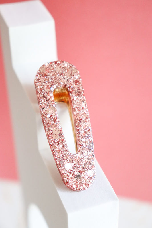 Barrette triangle paillettes rose gold