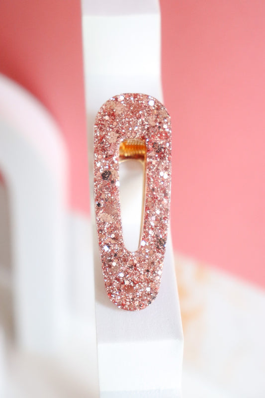 Barrette triangle paillettes rose gold
