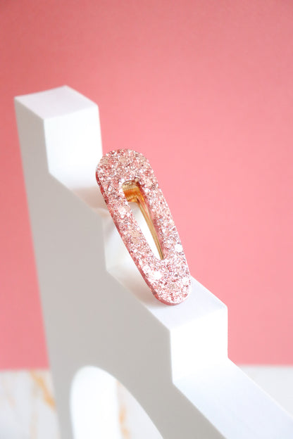 Barrette triangle paillettes rose gold