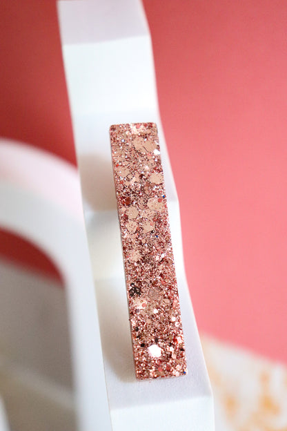 Barrette droite paillettes rose gold