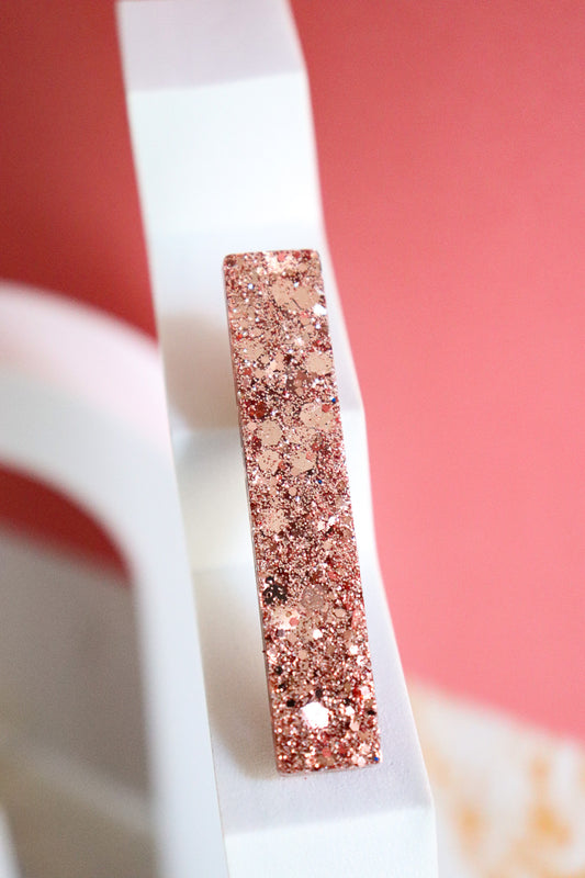 Barrette droite paillettes rose gold