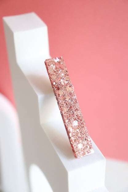 Barrette droite paillettes rose gold
